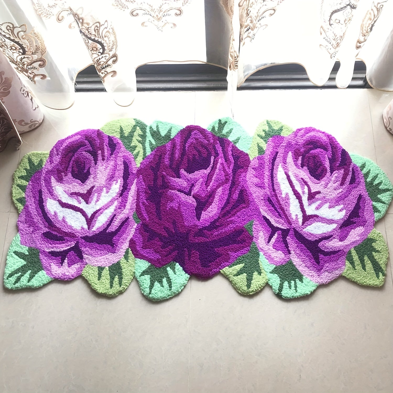 Floral Rug Anti-Slip Backing Cozy Carpet Washable