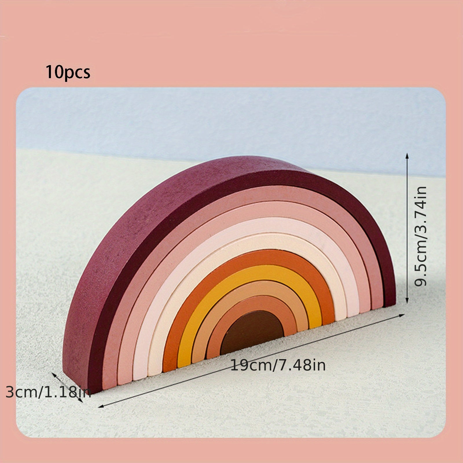 10pcs Morandi Rainbow Arch Bridge Wooden Toys for Kids Montessori Puzzle Game