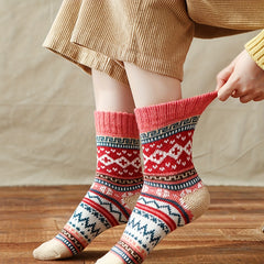 5 Pairs Geometric Pattern Colorblock Socks Women's Stockings