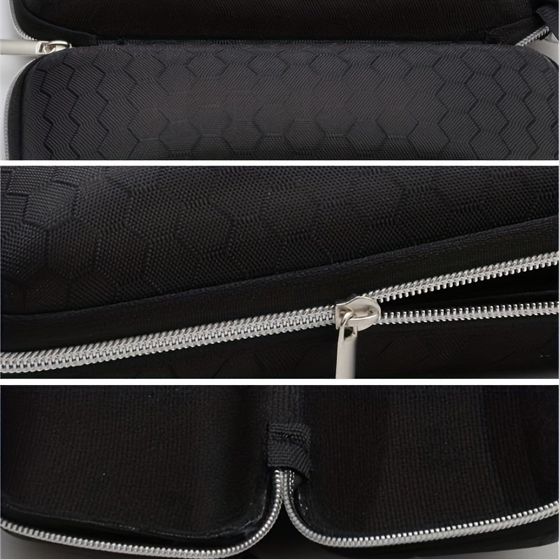 Honeycomb Pattern Glasses Case Hard Eyewear Protector Zipper Storage Box