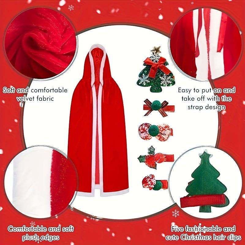 Long Red Hooded Cloak Halloween Cosplay Costume Props