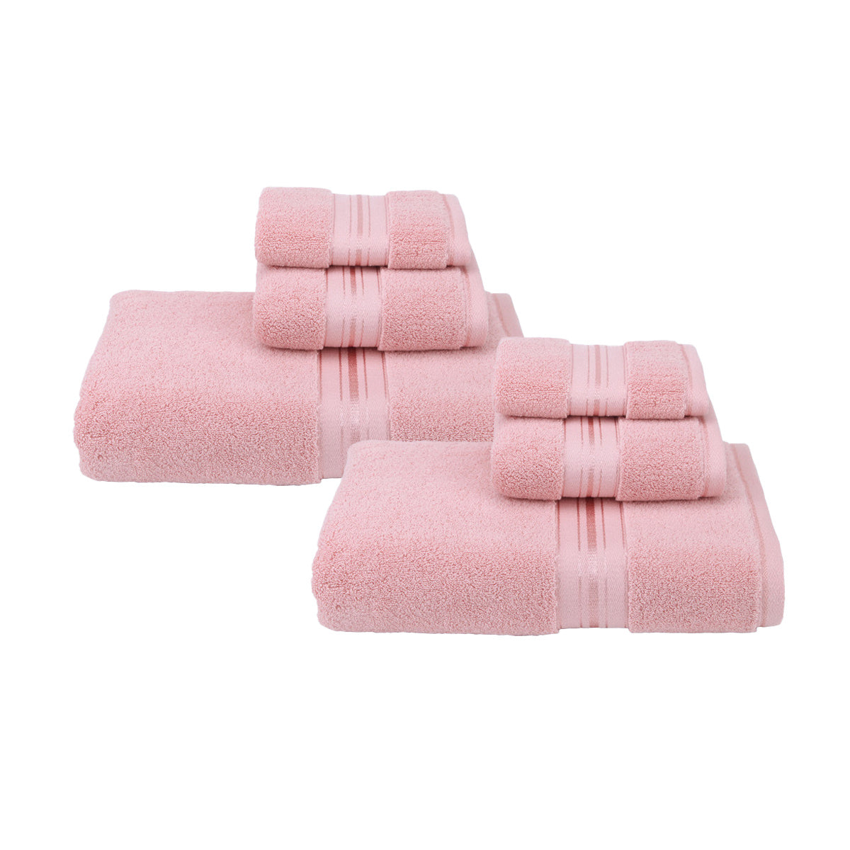 6pcs Solid Bathroom Towels Set Soft Cotton Towels - 6 Colors