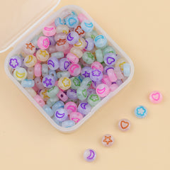 200pc Luminous Star Moon Acrylic Shape Beads For Jewelry Making