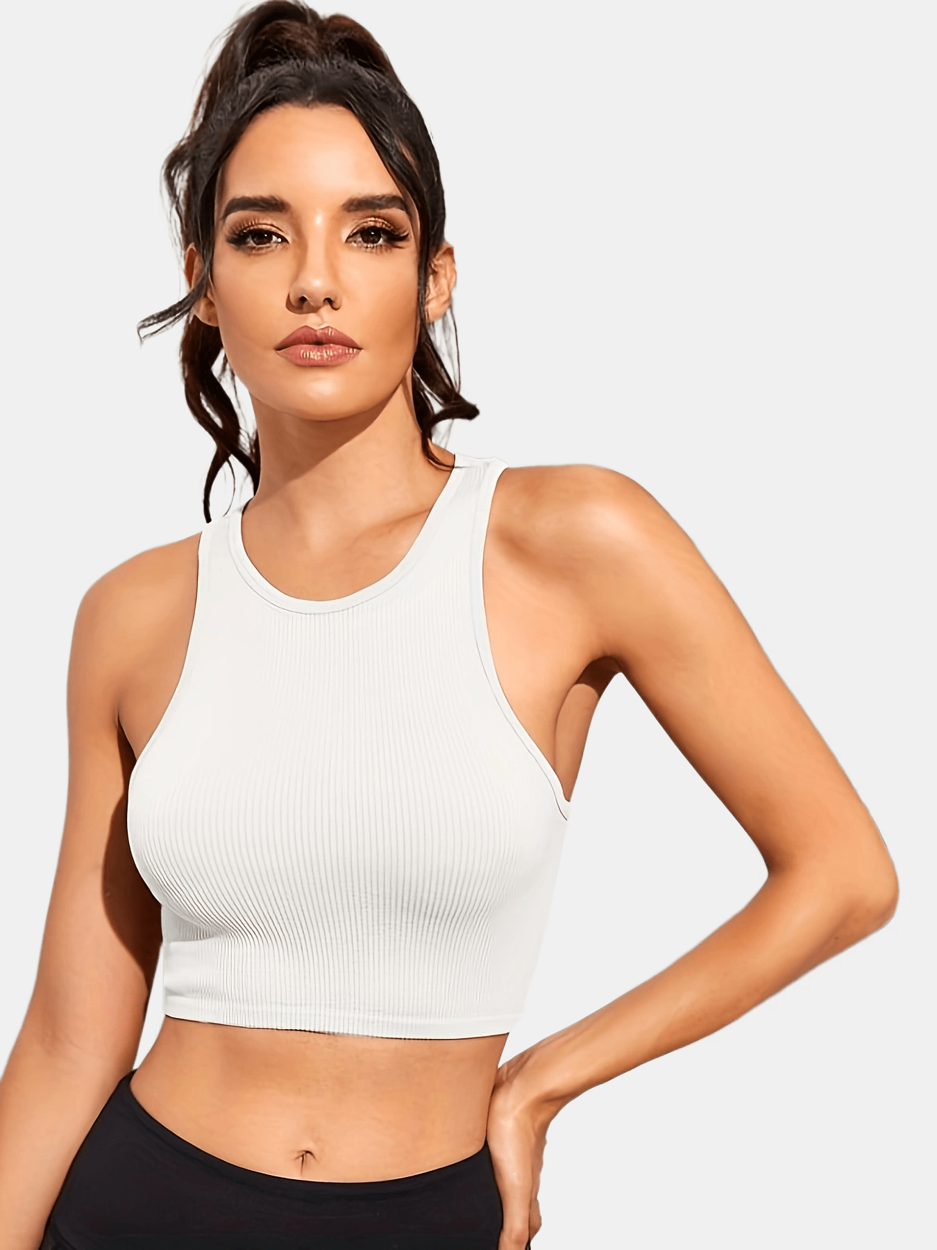 Sleeveless Sports Vest Women Chestless Pad Fitness Top Bodycon Seamless Knitted