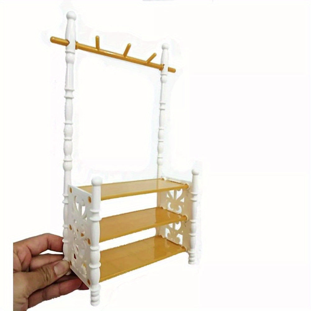 Dollhouse Furniture Plastic Clothes Rack & Shelves Dresser Mixed Colors
