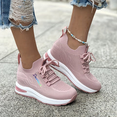 Women's Breathable Woven Sneakers Casual Platform Shoes