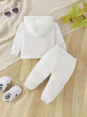 Baby Girls 2pcs Butterfly Print Hoodie Set, Boys Letter Sports Trousers Set