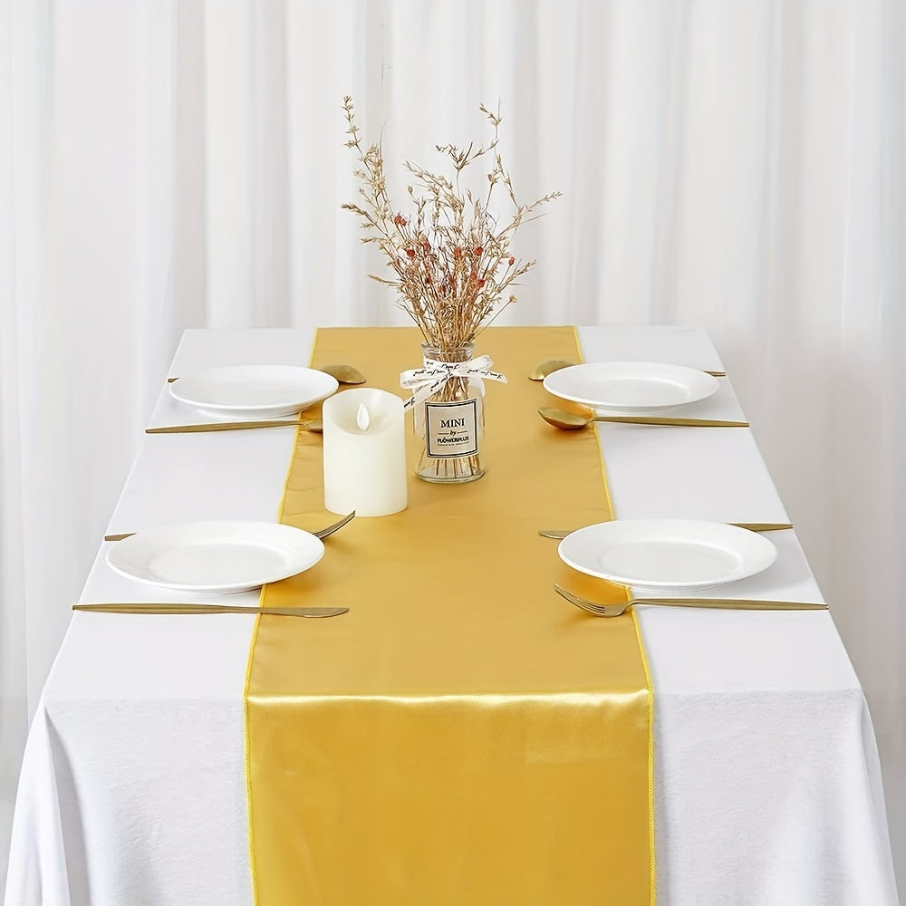 Golden Satin Silk Table Runner for Weddings & Parties