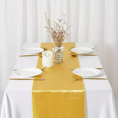 Golden Satin Silk Table Runner for Weddings & Parties