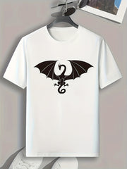 Dragon Pattern Print Men's Comfy Sports T-shirt - Gift For Men