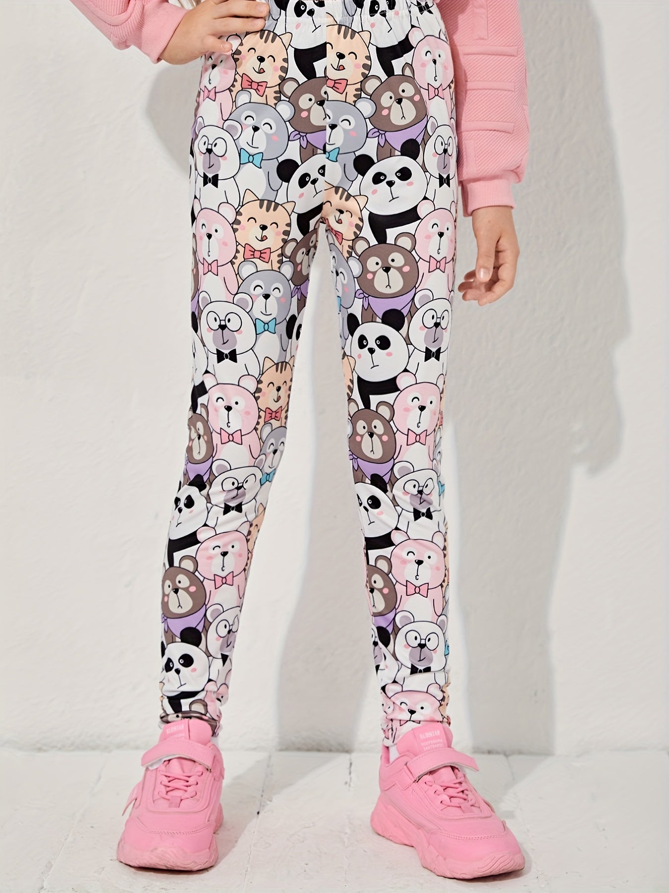 Girl's Cartoon Animal Graphic Leggings Stretch Pants