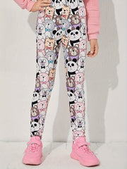 Girl's Cartoon Animal Graphic Leggings Stretch Pants