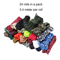 24pcs 24 Colors Multifunctional Survival Rope Dog Leash Clothline