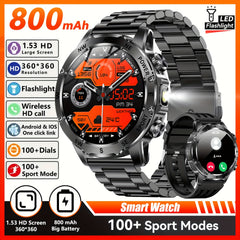 Outdoor Smart Watch with LED Flashlight 800mAh