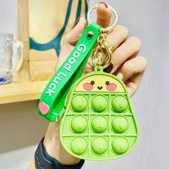Cartoon Avocado Silicone Keychain Keyring Mini Coin Purse Bag Pendant Ornament