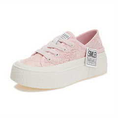 Women's Thick Bottom Mesh Sport Shoes Lace Up Board Shoes