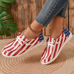 Women's Star & Stripe Canvas Shoes Lightweight Lace Up Casual Flat Shoes