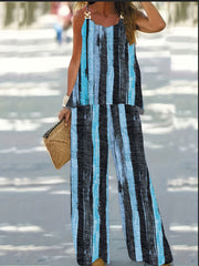 Tie Dye Stripe Print Cami Top & Pants Set