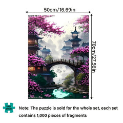 1000pcs Cherry Blossoms & Pagodas Puzzle Scene DIY Hobbyist Art Decor Ideal Gift