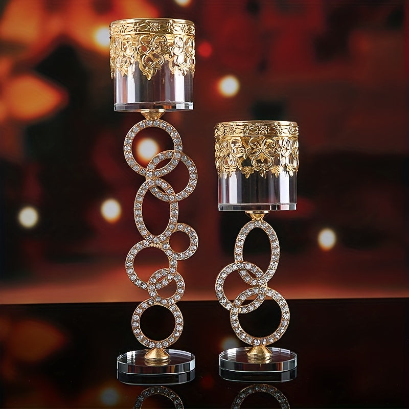 Modern Glass Crystal Candlestick Metal Holder