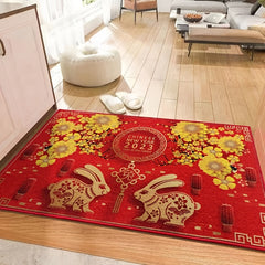 Loop Velvet Spring Celebration Red Door Mat Non Slip Wear Resistant