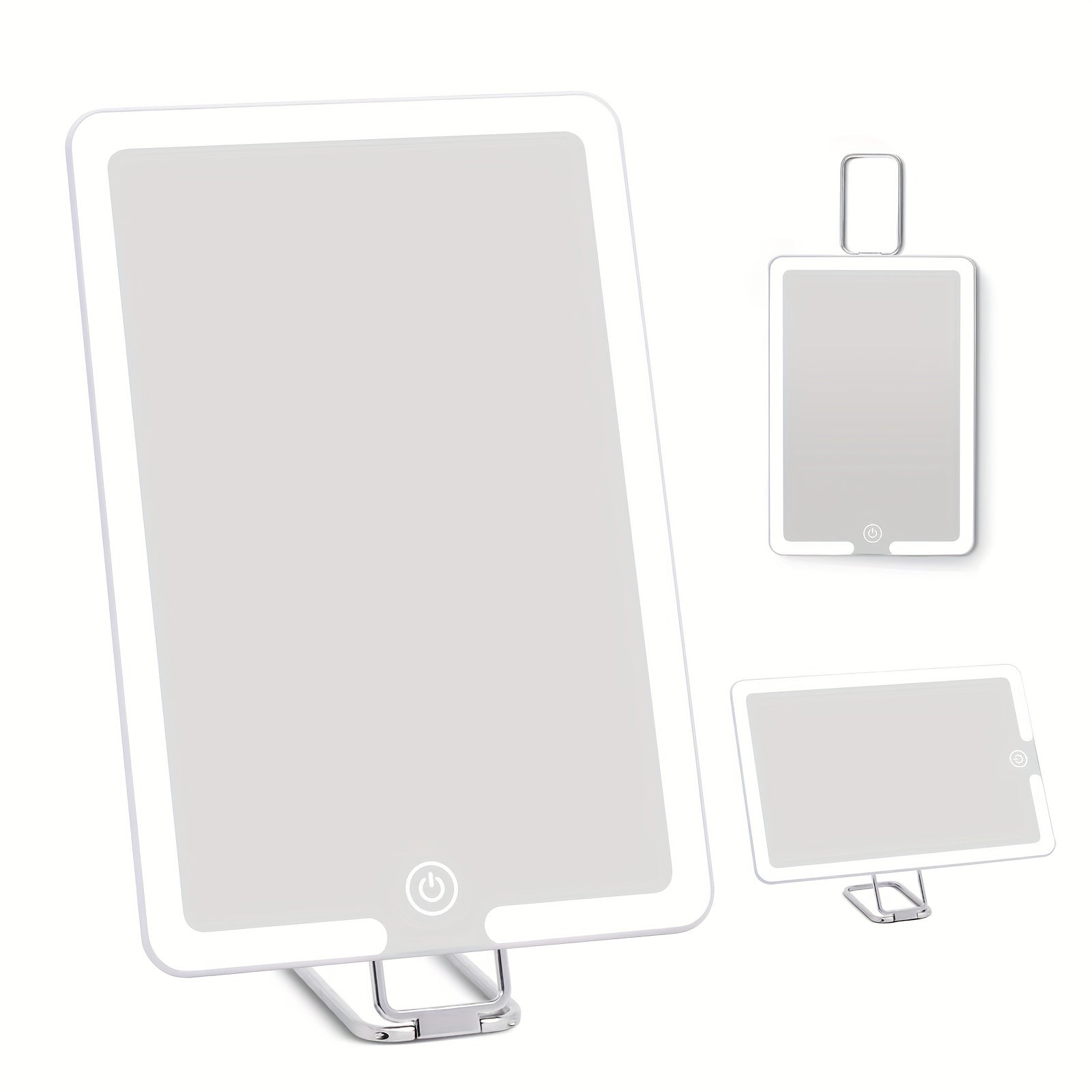 Travel Makeup Mirror with Lights 360 Stand & 10X Magnifying Mirror