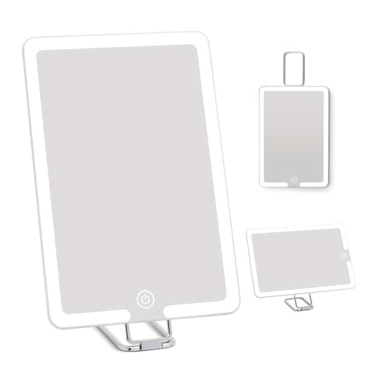 Travel Makeup Mirror with Lights 360 Stand & 10X Magnifying Mirror
