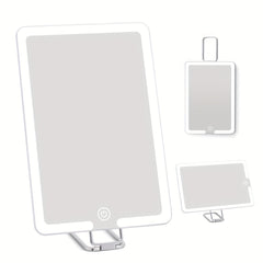 Travel Makeup Mirror with Lights 360 Stand & 10X Magnifying Mirror