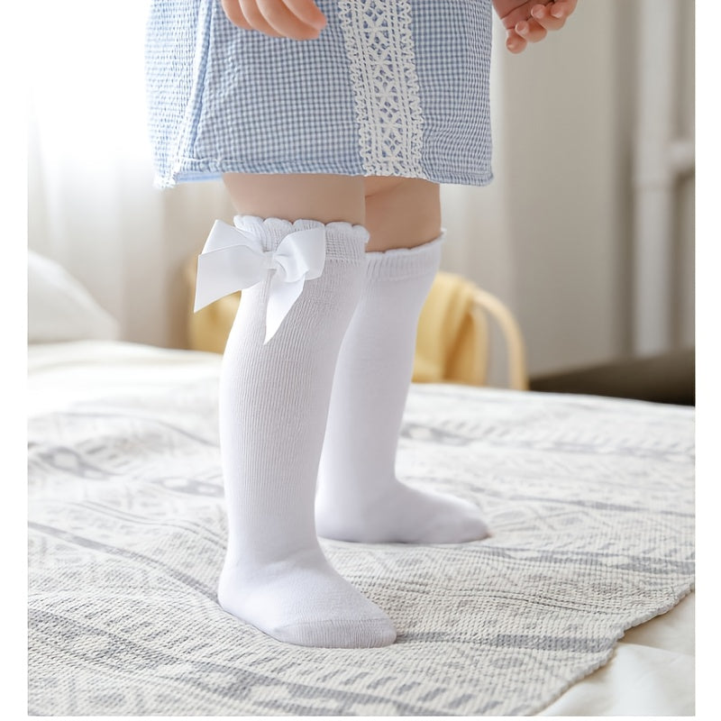 Girls Knee High Socks with Bow Detail