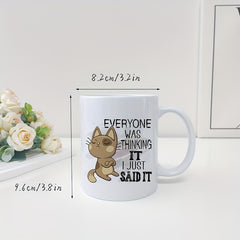 11oz Cartoon Cat Ceramic Coffee Cup for Outdoor Travel