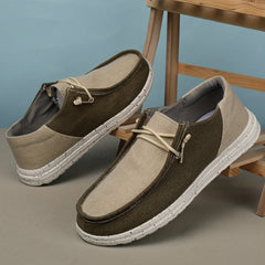 Men's Canvas Slip on Loafer Shoes Lace Up Casual Vintage