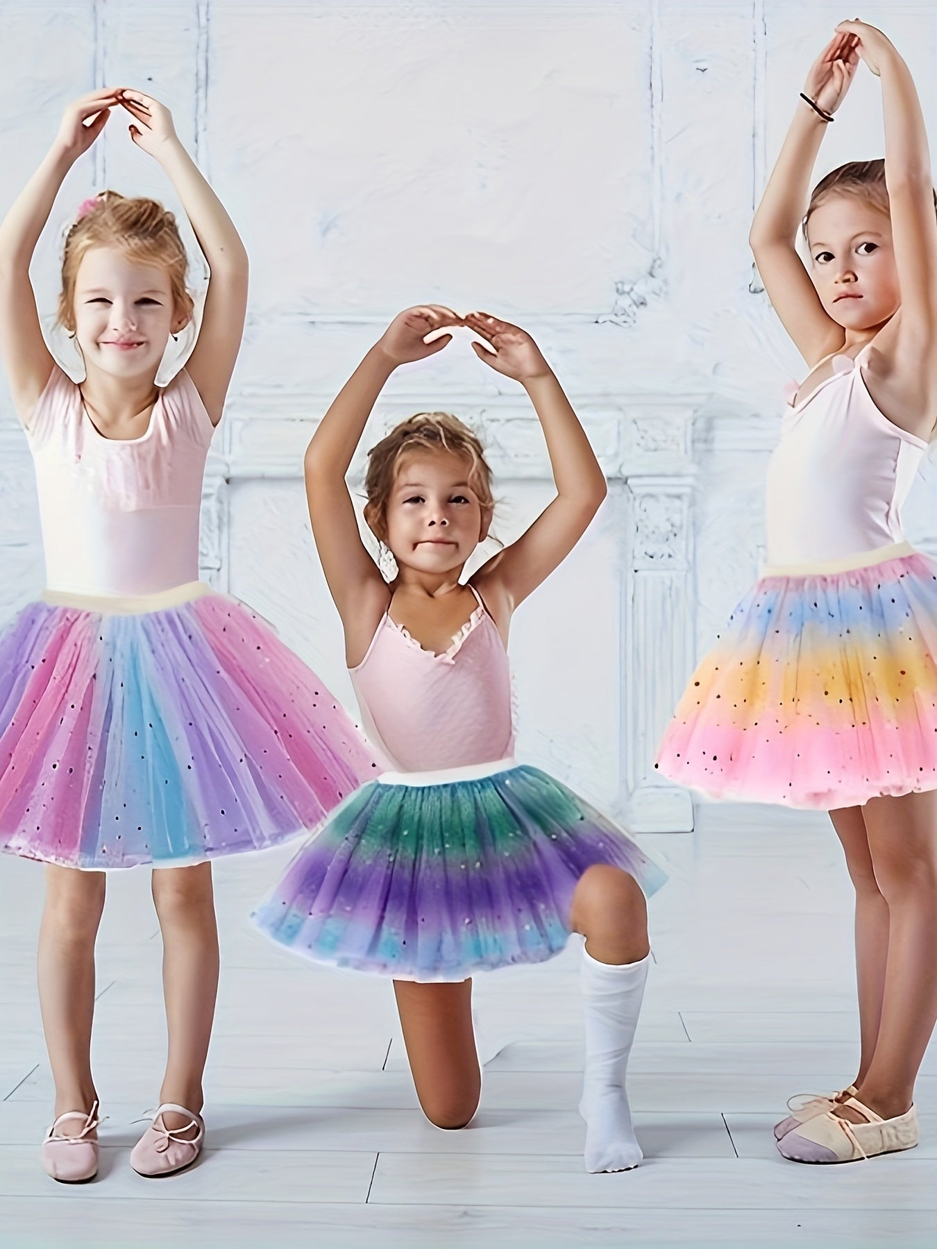 Girls Rainbow Tutu Skirt Dance Ballet Performance 1 5y