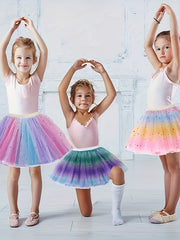 Girls Rainbow Tutu Skirt Dance Ballet Performance 1 5y