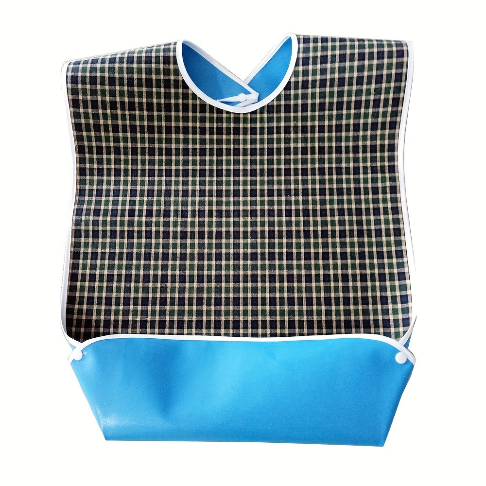 Adult Bib Waterproof Crumb Catcher Checkered Cloth