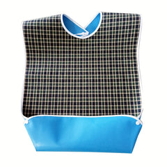 Adult Bib Waterproof Crumb Catcher Checkered Cloth