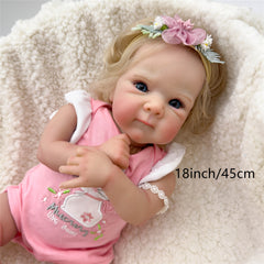 18in Reborn Baby Doll Full Body Newborn Pink Layers 3D Skin Hand Root Hair Toy