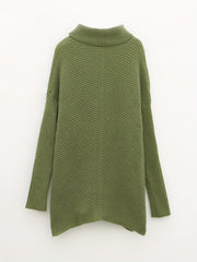 Solid Turtle Neck Pullover Sweater For Women