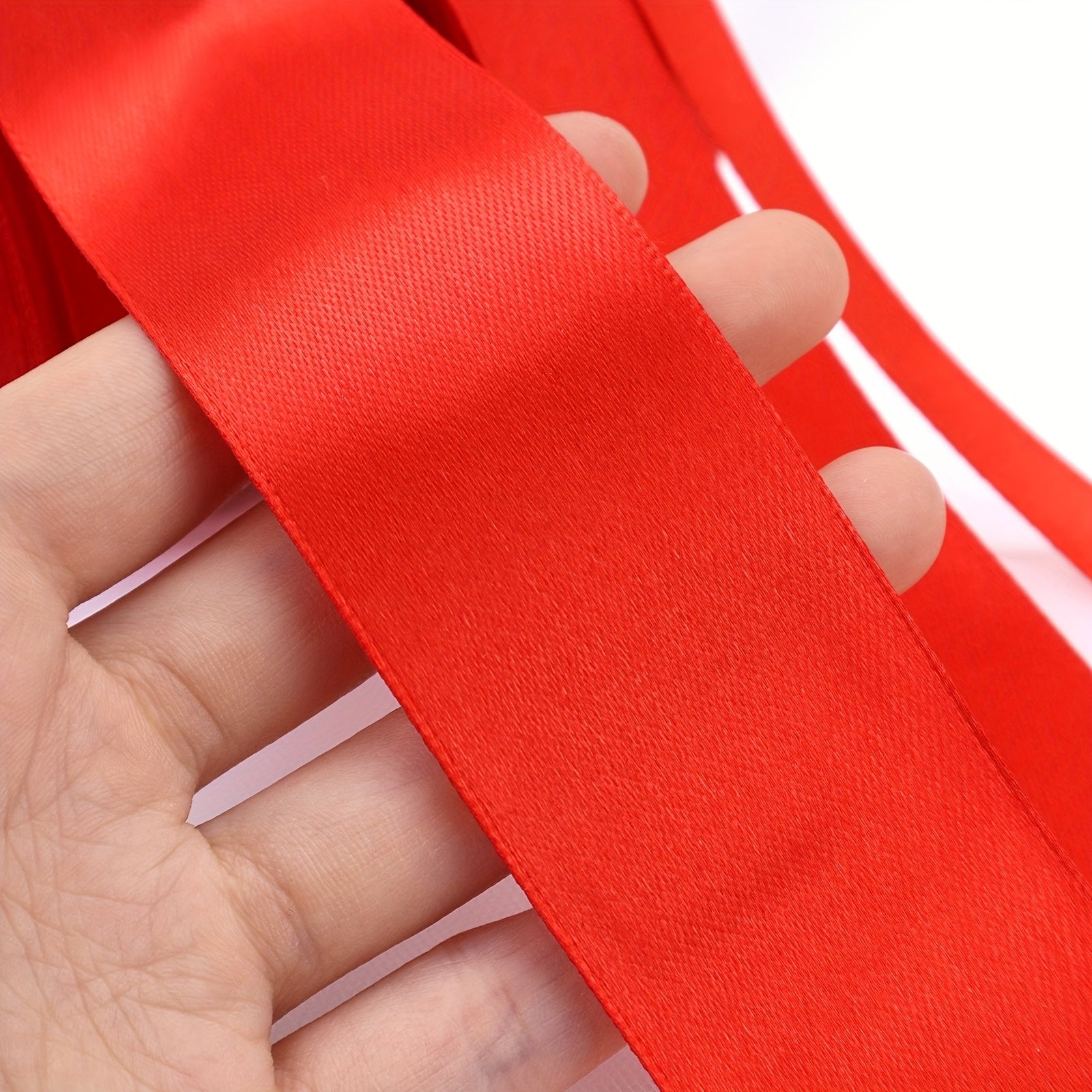 25 Yards Red Satin Ribbon For Bouquets Flowers Wedding Festivals Gift