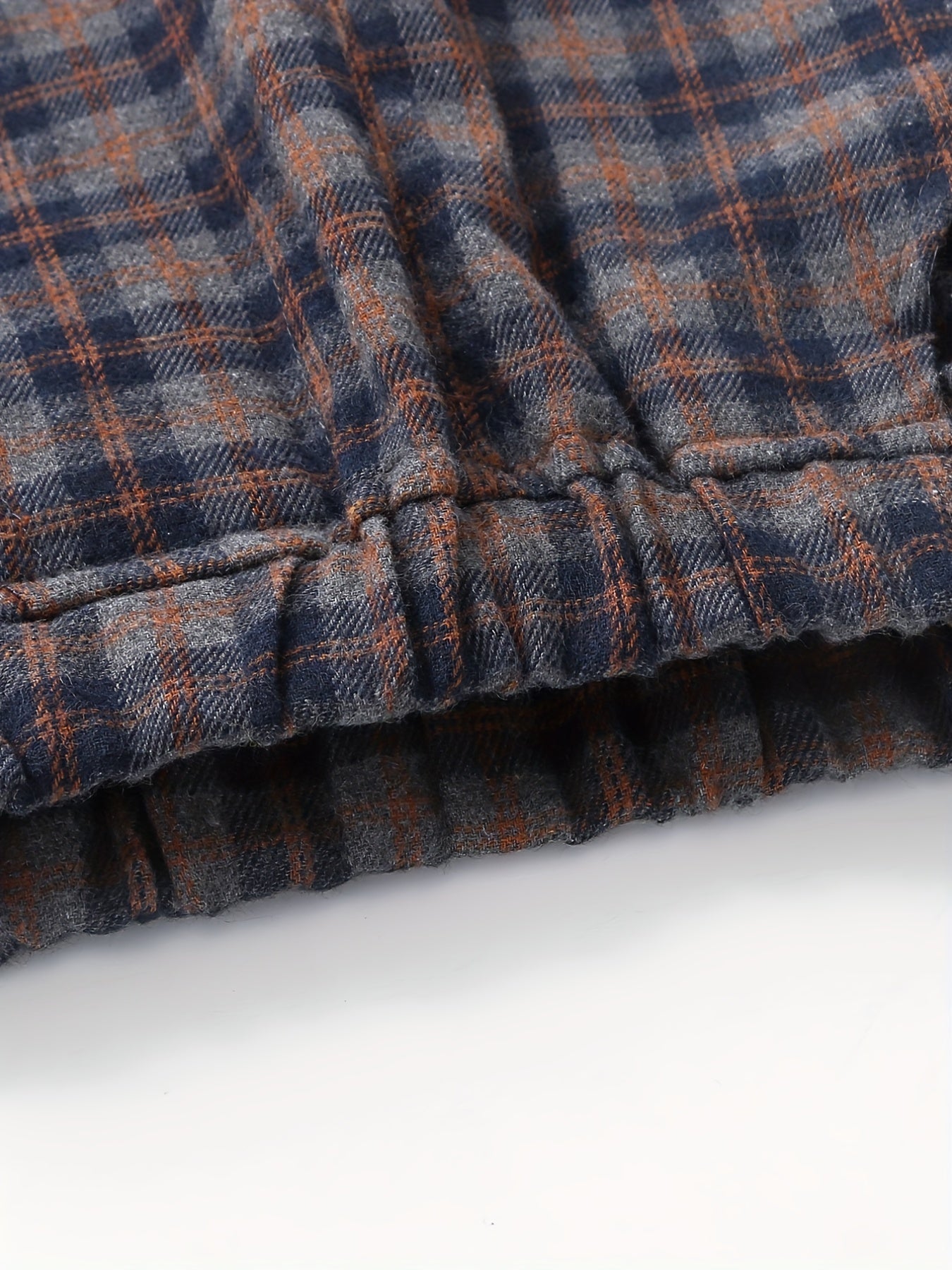 Boys Flannel Plaid Plush Pants Elastic Waist Kids Clothes