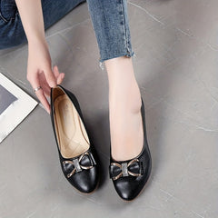 Women's Bowknot Rhinestone Flat Shoes Soft Sole Slip On Walking Flats