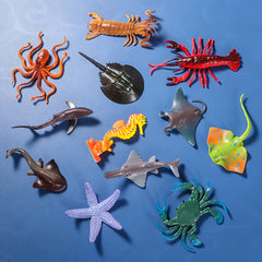 Ocean Sea Animals Figures Set 12pcs Mini Plastic Underwater Life Creatures