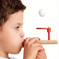 Wooden Blow Ball Game for Lung Capacity - Fun Balance & Puzzle Toy