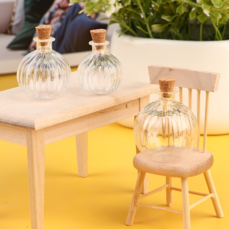 1/12 Dollhouse Glass Bottle Cork Cover Jar Vials Doll House Decor