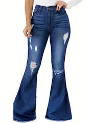 Women's High Rise Stretch Skinny Flared Jeans