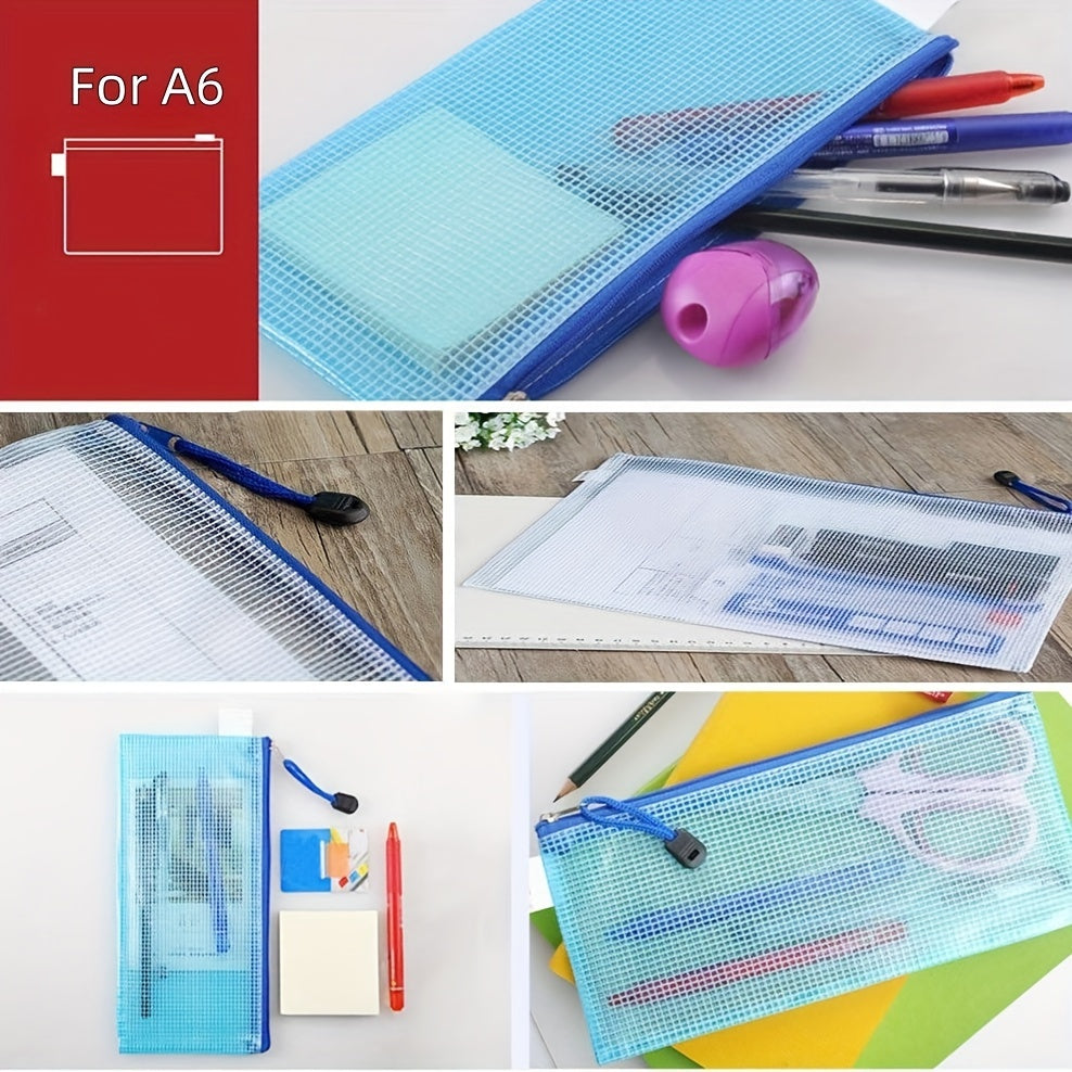5pcs Zipper Mesh Envelope File Storage Bag Receipt Pencil Bag