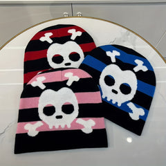 Fashionable Windproof Knit Beanie Hat With Skull Print