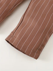 Boy's Mock Neck Shirt & Stripe Pattern Pants Set