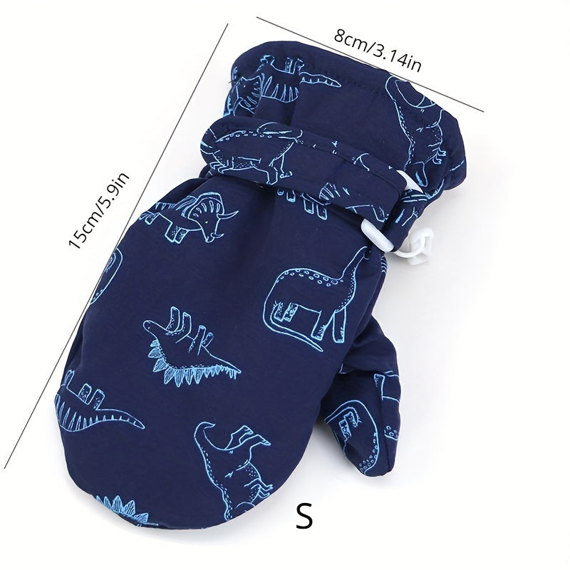 Winter Thickened Warm Gloves Cartoon Print Coldproof Quick Drying Fabric Gloves