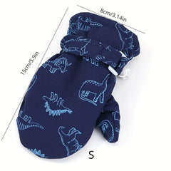 Winter Thickened Warm Gloves Cartoon Print Coldproof Quick Drying Fabric Gloves
