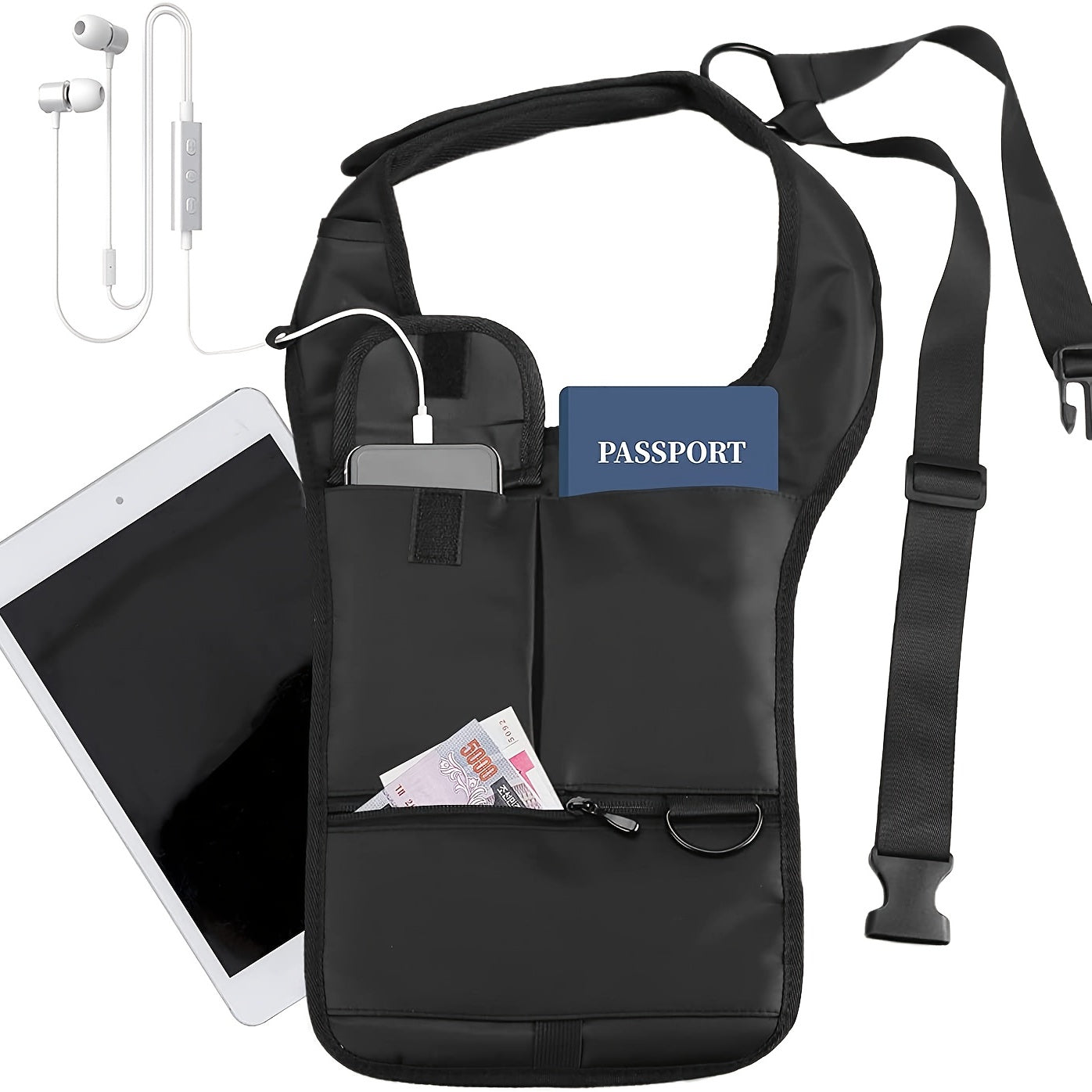Anti Pry Hidden Underarm Bag Leather Tablet Card Holder Men's Chest Shoulder Bag